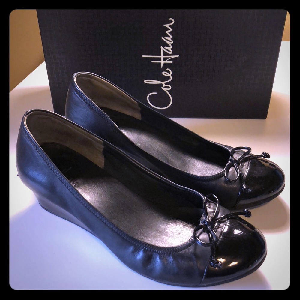 Cole Haan Air Tali Lace Wedge Black Leather